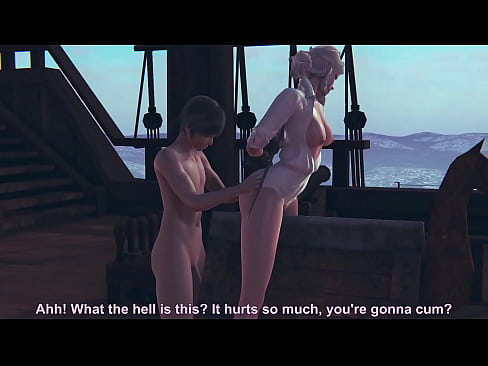 Ciri from the Witcher 3 Wild hunt aka Ciri of Vengerberg humping wooden hourse until orgasm with her shaved pink pussy on a boat